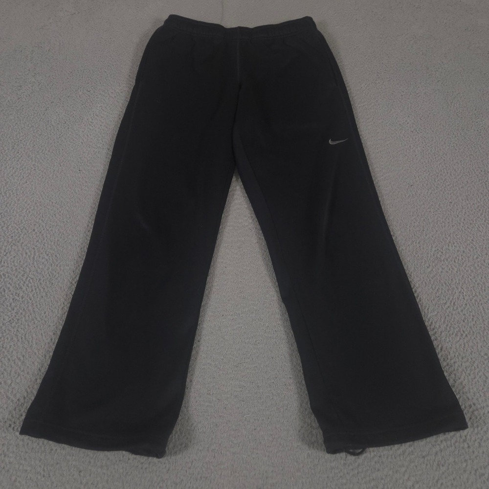 VINTAGE Nike Sweatpants Men M Black Wide Leg Open Hem Therma-FIT Track Pants Y2K